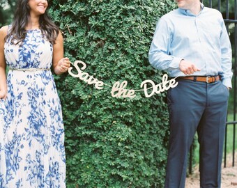 Save the Date Banner, Save the Date Cursive Banner, Save The Date Photo Shoot Prop, Save the Date Engagement Pictures, Save the Date Sign