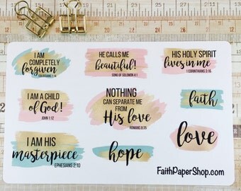 Christian Planner Stickers Scripture Stickers, Bible Journaling, Happy Planner, Erin Condren, ECLP, MAMBI, Illustrated Faith, Bible Verse