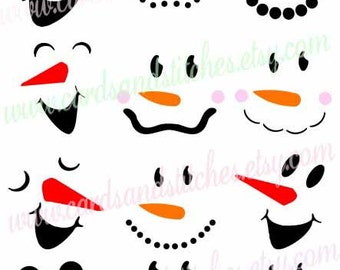 Snowmen SVG - Snowman Faces SVG - Silhouette Cut - Digital Cut File - Cricut SVG - Vector File - Instant Download - Svg, Dxf, Jpg, Eps, Png