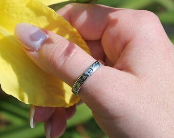 Kappa Alpha Theta Sterling Silver Skinny Band Ring with black enamel Greek letters // Sorority Ring // ΚΑΘ Sorority Jewelry // Gifts for her