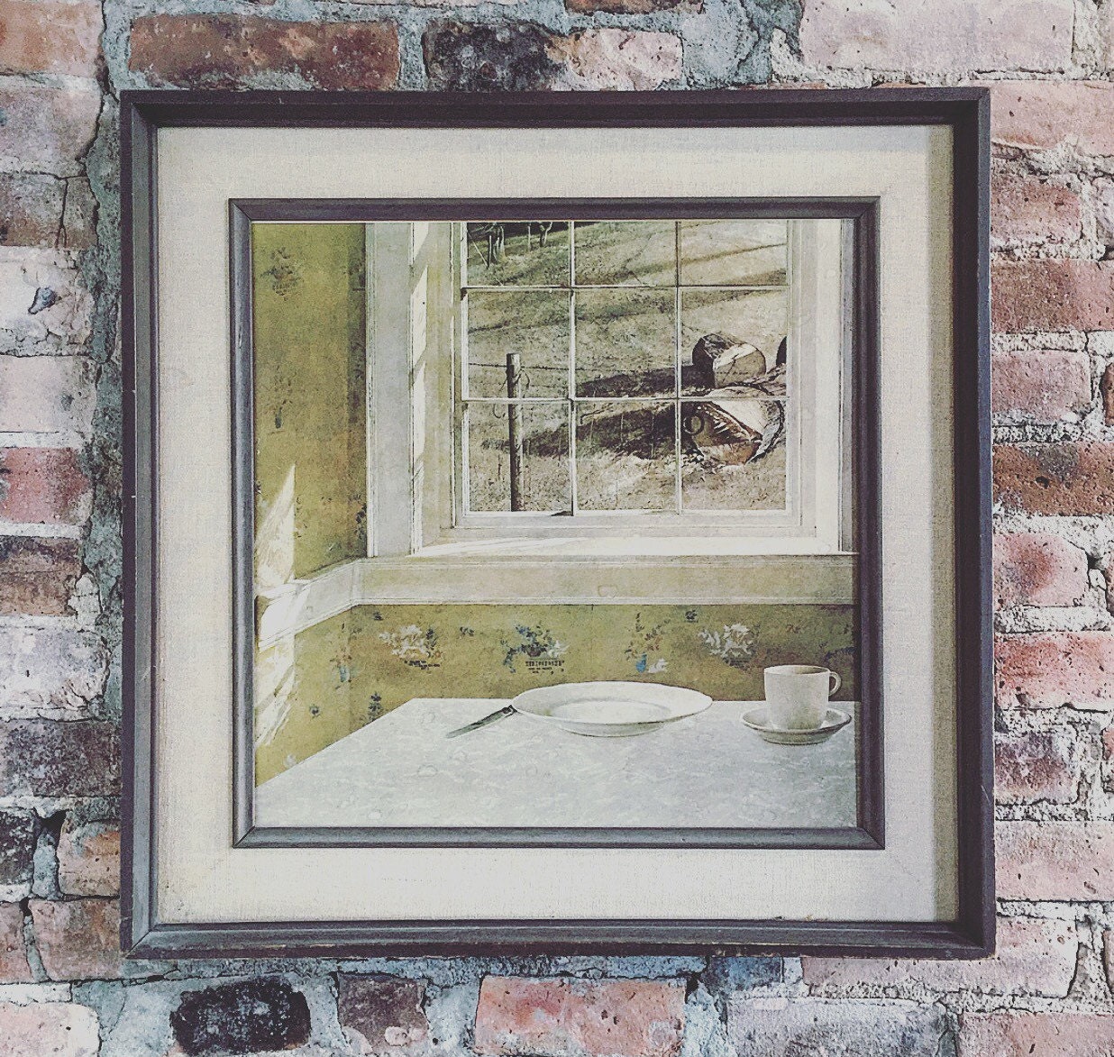 large antique framed andrew wyeth print groundhog day