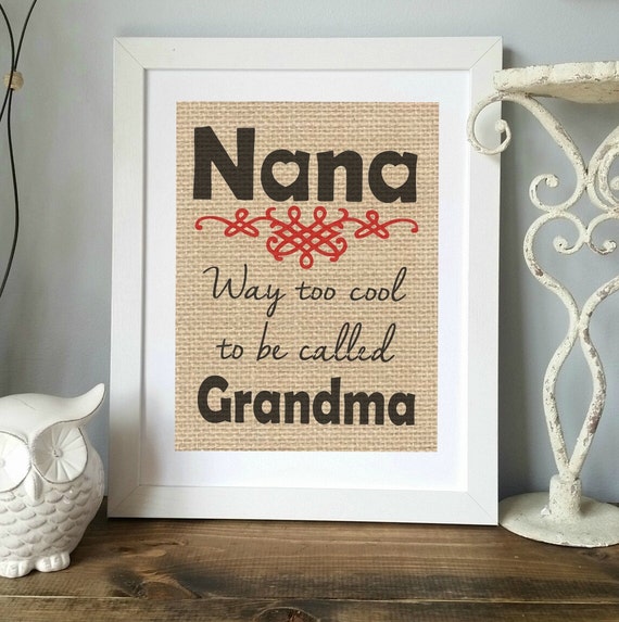 Personalized gifts for nana grandma grandpa burlap print