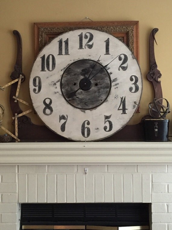 Extra Large White Rustic Wall Clock by RescuedStyle on Etsy
