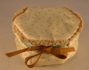 Satin Jewelry Pouch Lined in Turquoise Velvet