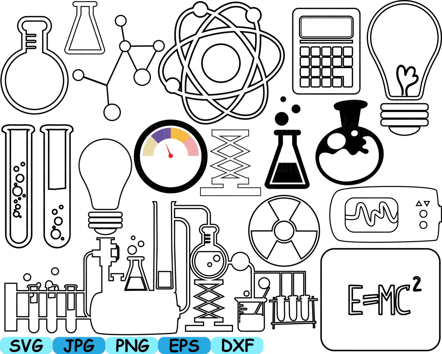 Science Outline School Cutting file Digital ClipArt SVG