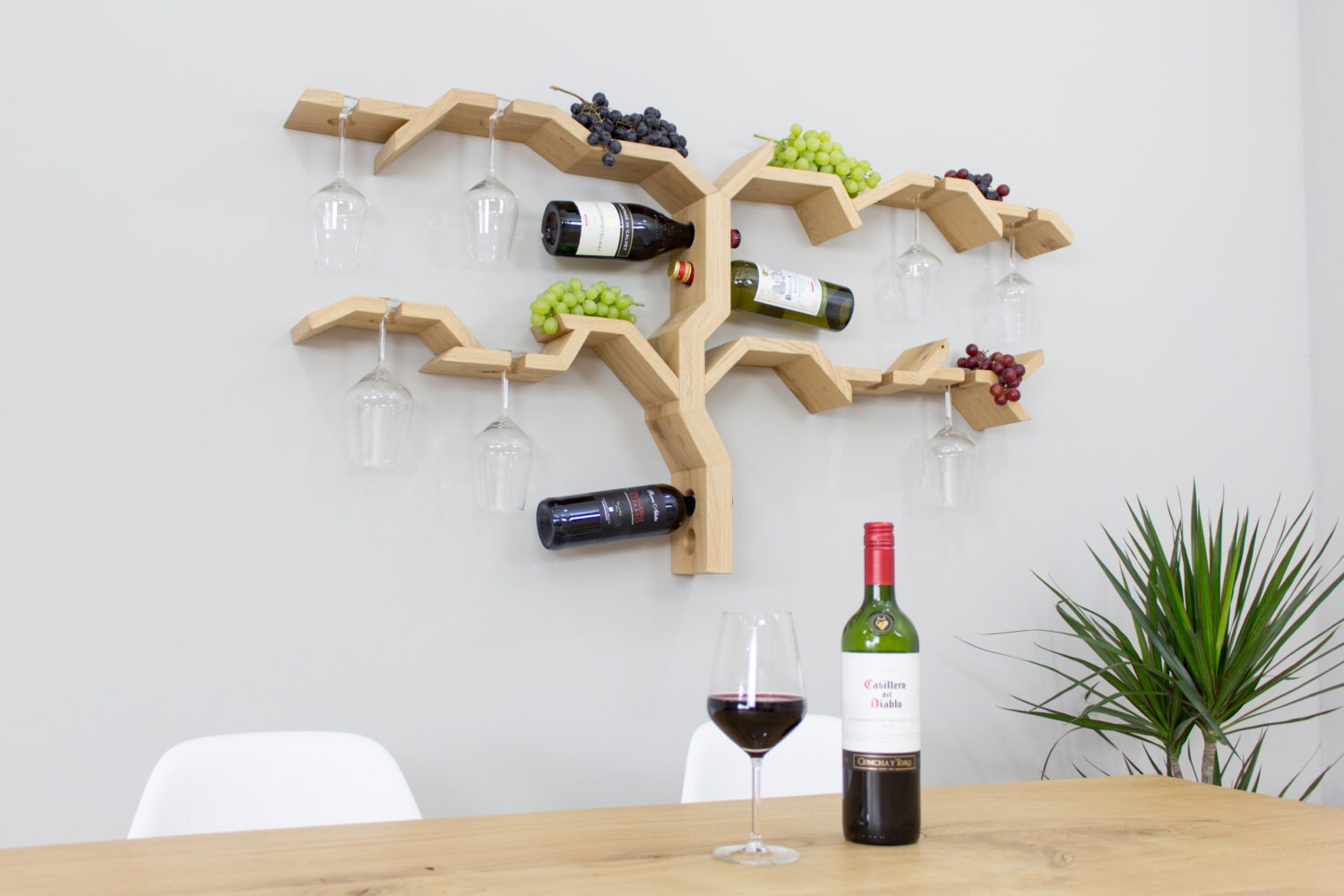 Oak Wall Mounted Wine Rack Solid Oak Wine Rack Grapevine