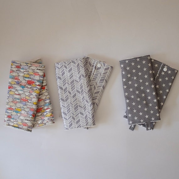 Organic Grey Star/Car/Chevron Baby Ergo Carrier Strap Covers. Suck/drool/teething pads to protect your baby carrier