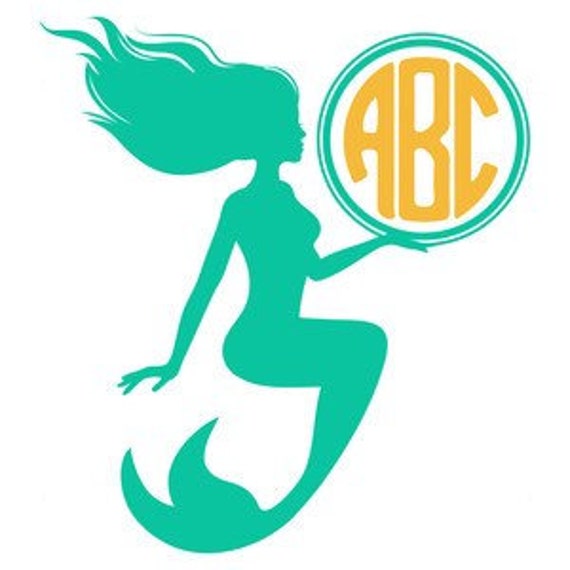 Download Mermaid Decal Mermaid Monogram Glitter Mermaid Decal With