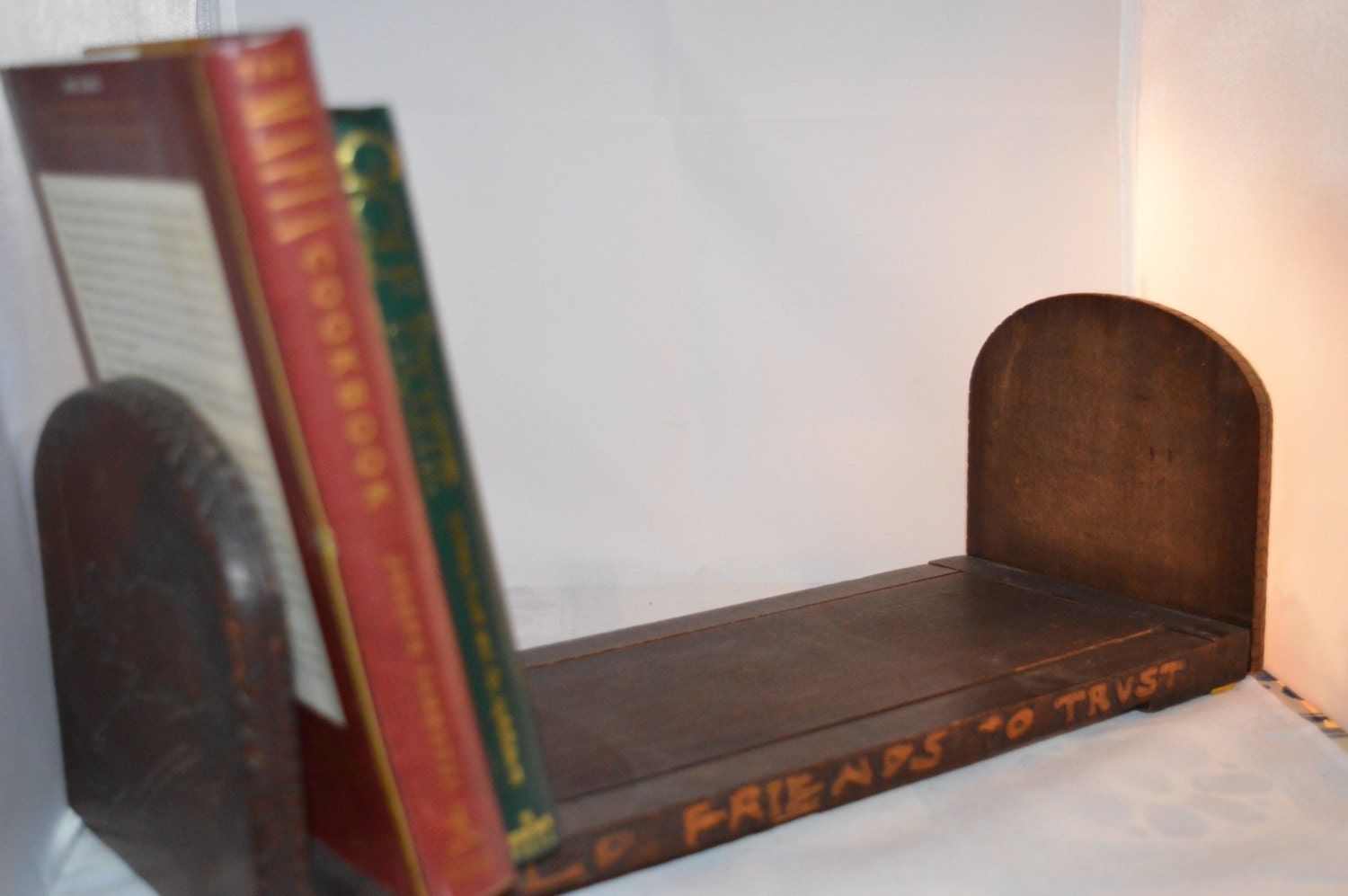 Wooden book holder / adjustable / carved / wood / books