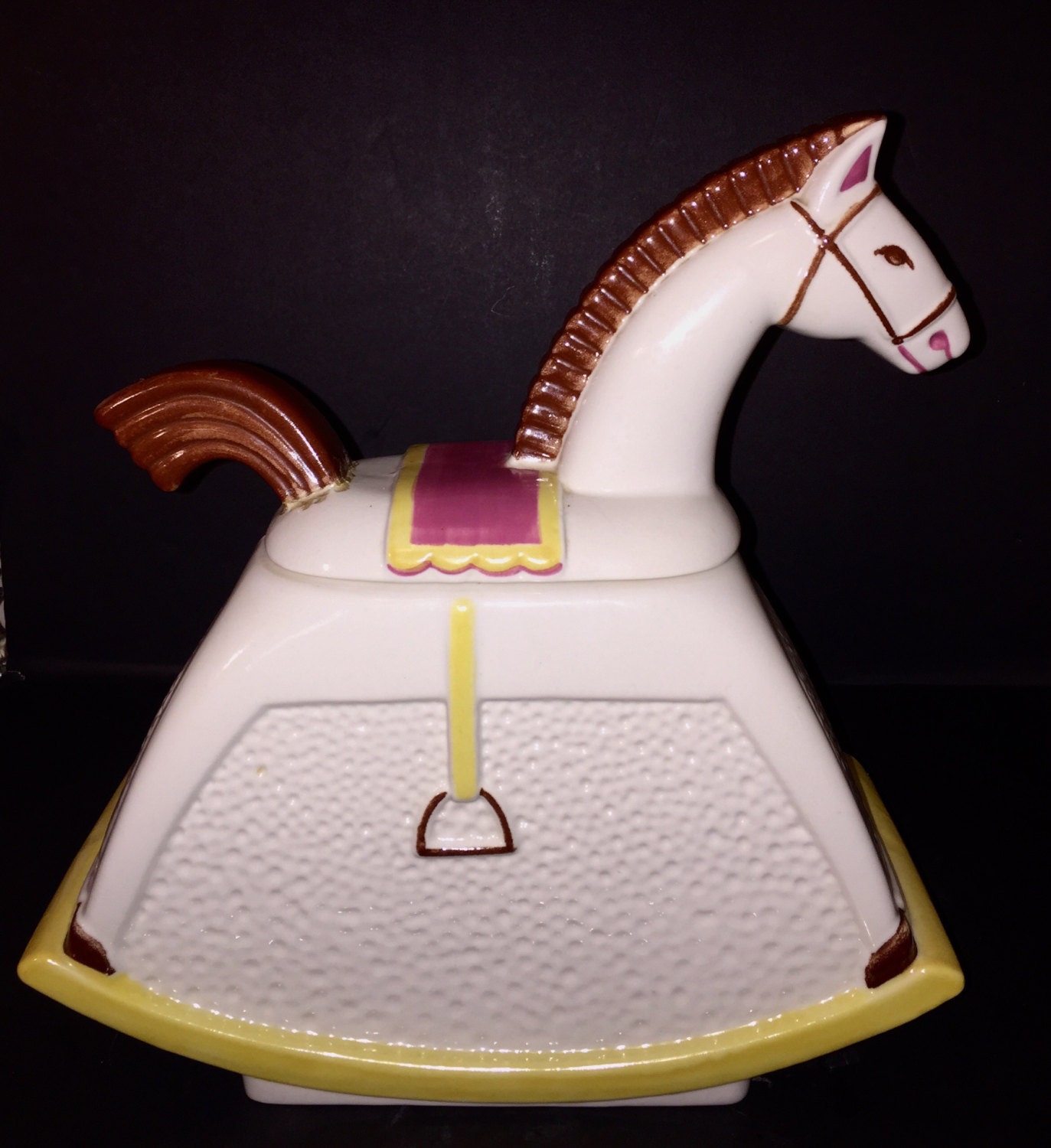 Vintage Abingdon Rocking Horse Cookie Jar or Storage Jar 602