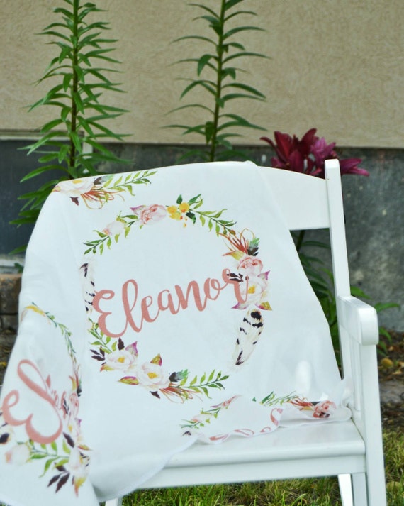 Custom designed personalized knit swaddle name blanket