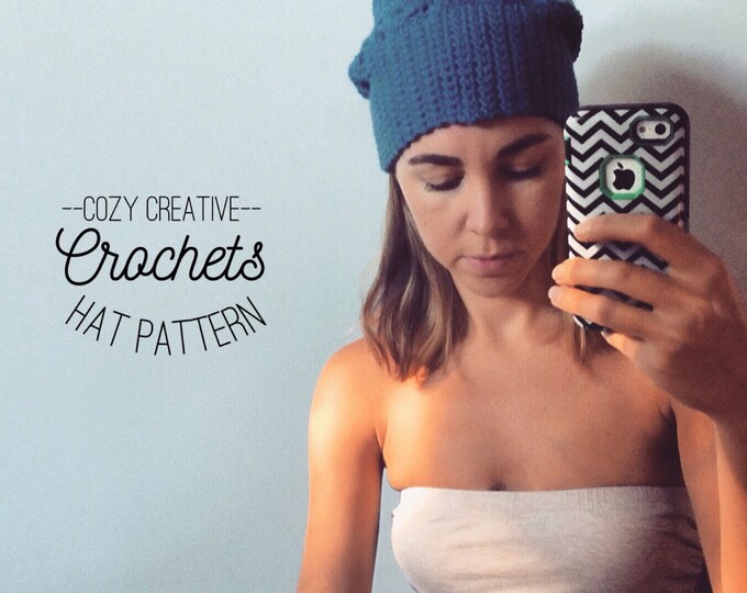 Crochet Hat Pattern, pattern, Crochet beanie pattern, women's hat pattern, instant download, crochet slouchy hat pattern, hat