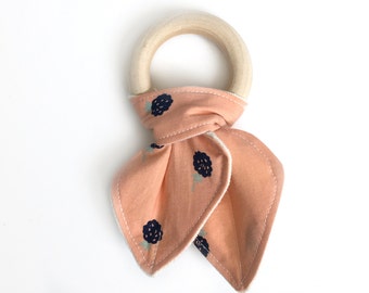 Organic baby wood teething toy - blackberry - wood teething toy - organic baby teething ring; safe baby teether; organic wood baby teether