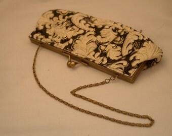 Vintage Evening Purse - Black, Beige and Gold Colors