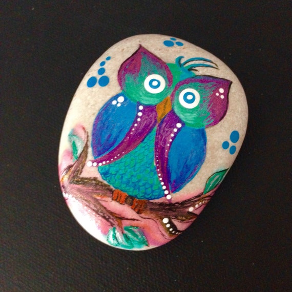 Items Similar To Hand Painted Stone Owl Decoration Painted Rock   Il 570xN.1029833788 Nwv6 