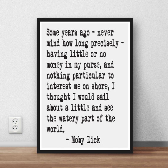 Moby Dick Herman Melville literary quote art poster wall