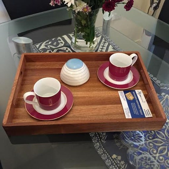 Wooden Tea Tray Serving Tray with handles ALL Solid Mahogany