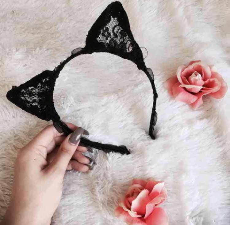 Lace kitty cat ears headband one size Ariana Grande