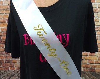 Twenty-one birthday sash-21st birthday satin sash