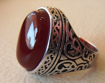 liver agate aqeeq ring sterling silver 925 ring any size