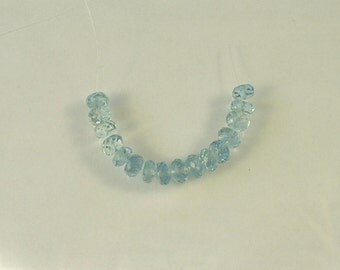 Blue aquamarine faceted rondelle beads AAA+ 5mm 2" strand