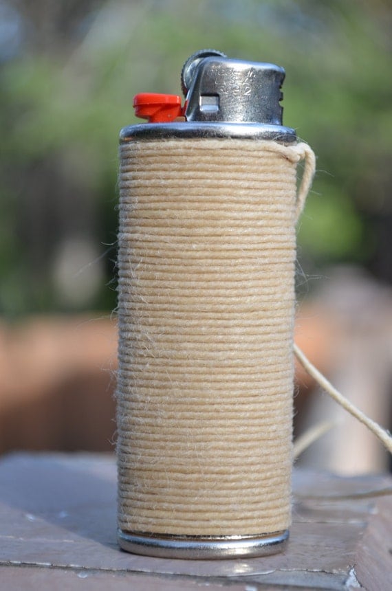 Hemp Wick Metal Bic Lighter Cover Case Sleeve