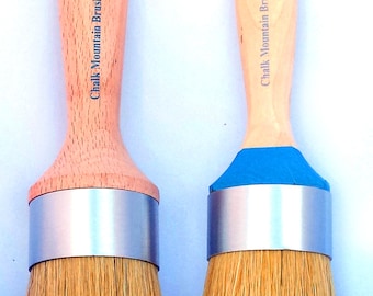 Chalk Furniture Paint Brushes/w Natural Boar Bristles 1st Brush a Large Wax Brush or Wall Stencil Brush, 2nd Brush a Medium Size Paint Brush
