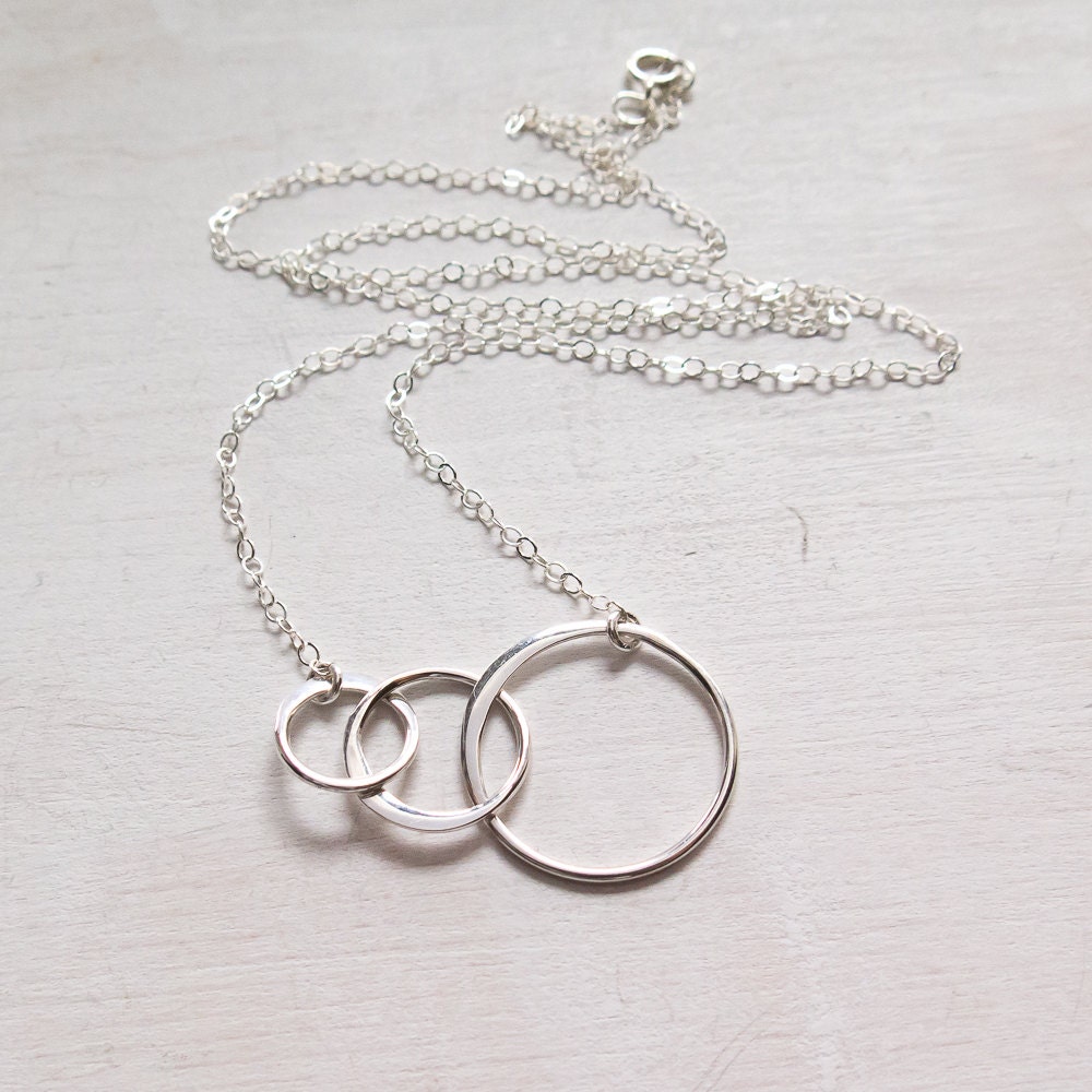3 Circle Necklace, 3 Sisters Necklace, Eternity Jewelry, Sterling