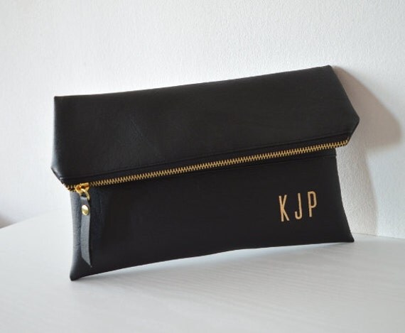 Black Clutch with Gold monograms