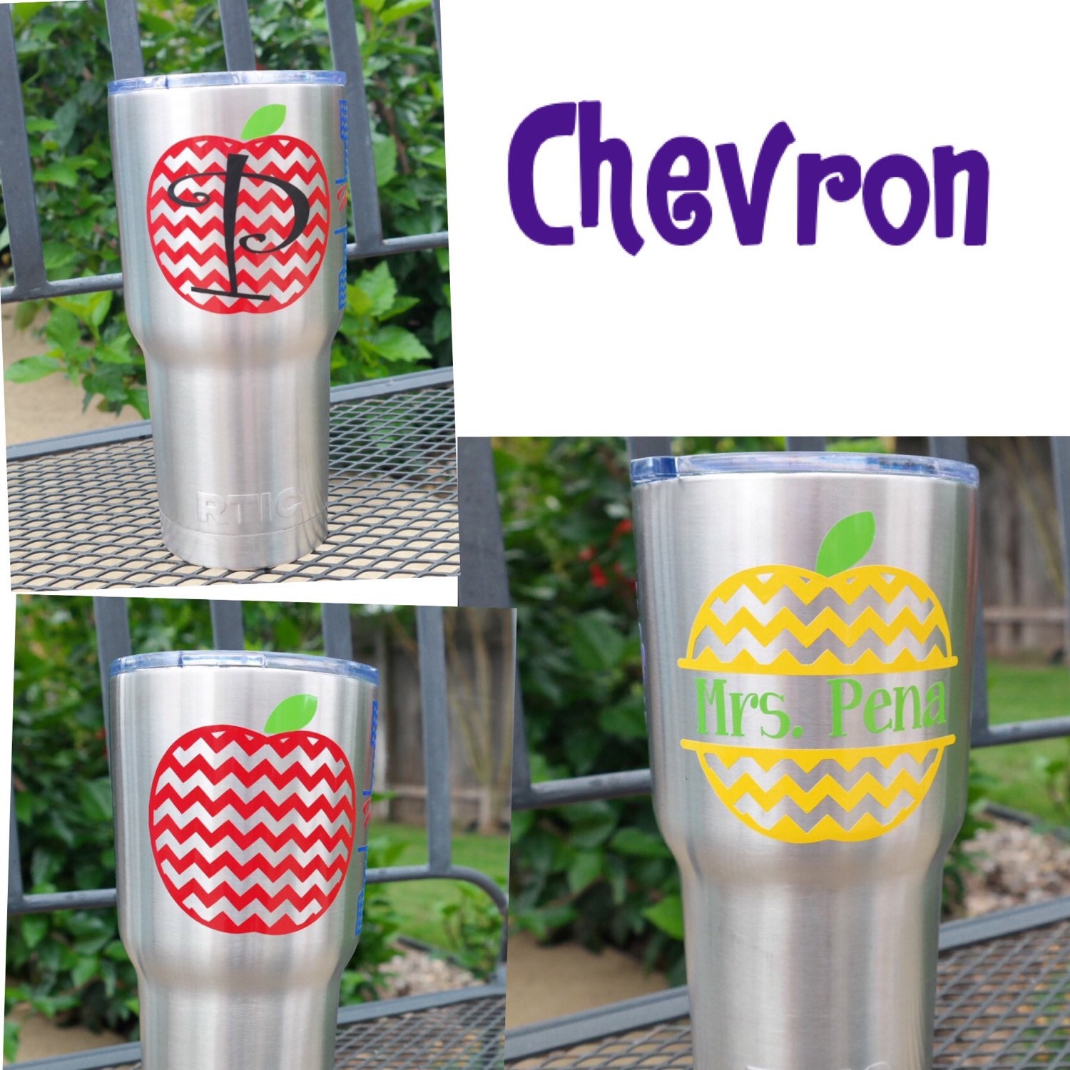 Apple decal teacher for yeti phone tablet by HometownXpressions