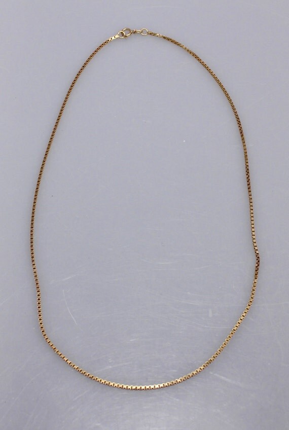 Vintage 14k Gold Aurafin 18 Box Chain Necklace Italy