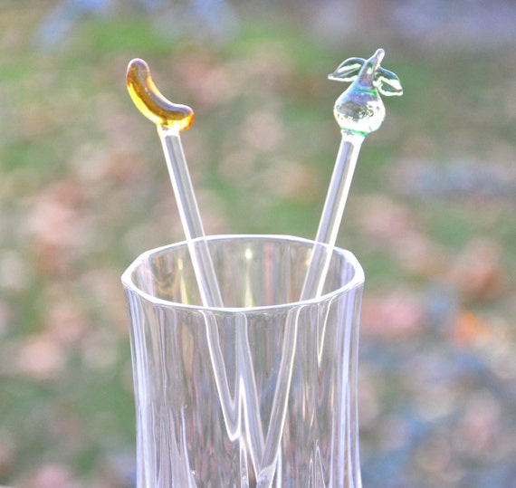 Handmade Glass Stirrers Glass Cocktail by CrossingSevenSeas