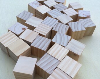 30 x Small wooden Montessori blocks - 40x40mm