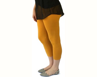 Womens Leggings - Capri Length Legging - Solid Color Leggings - Cotton Leggings - Capri Yoga Leggings - Ladies Leggings - Yoga Clothes Women