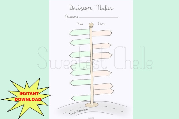 Cute Printable A5 Page Decision Maker by SweetestChelle on Etsy