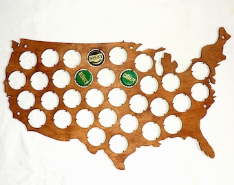 USA Beer Cap Map Custom Personalized Beer Cap Display Groomsmen gift ideas Father's day Gifts for men Gifts for Dad Valentines gifts for him