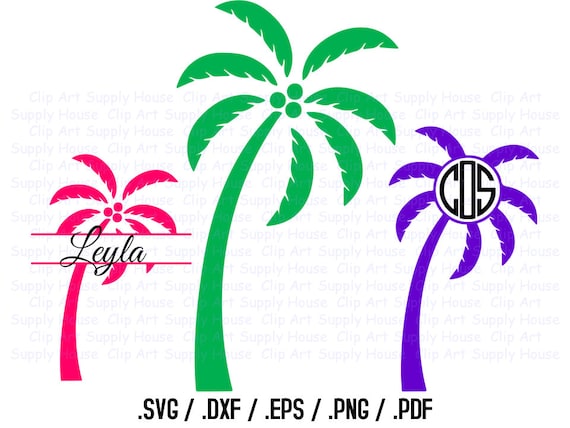 Download Palm Tree Clip Art SVG Monogram Clipart SVG Tropical Art