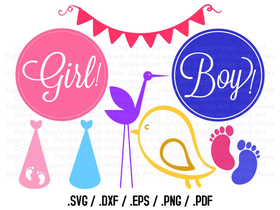 Download Gender Reveal Clipart Baby Girl Baby Boy Stork SVG Nursery
