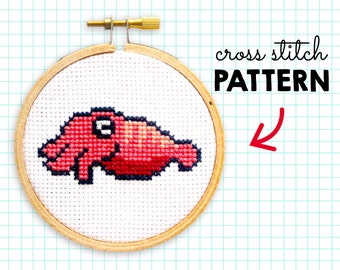 Cuttlefish cross stitch pattern (cute octopus cross stitch patterns printable pattern PDF crossstitch pattern craft for kids cephalopod)