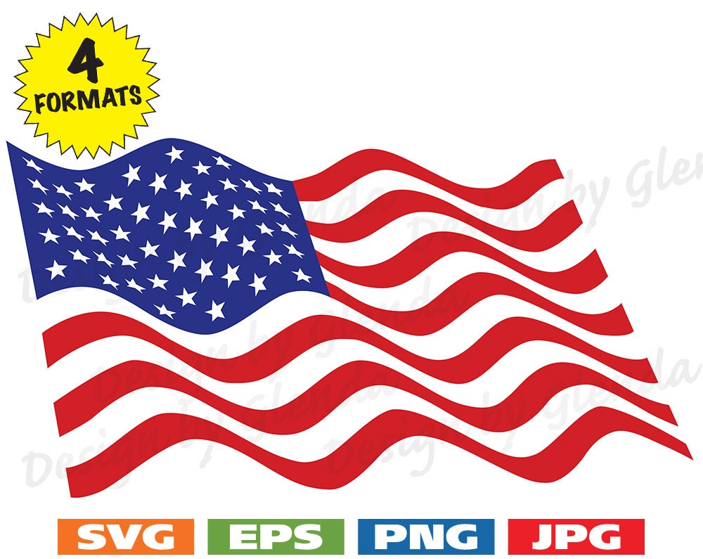 Download Red White and Blue Waving US Flag svg cutting files PLUS