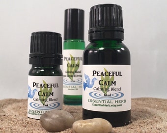 PEACEFUL CALM Essential Oil Blend, Peace Calming, Tranquility, Serenity, Relax Unwind from Tension Stress, Therapeutic Pure