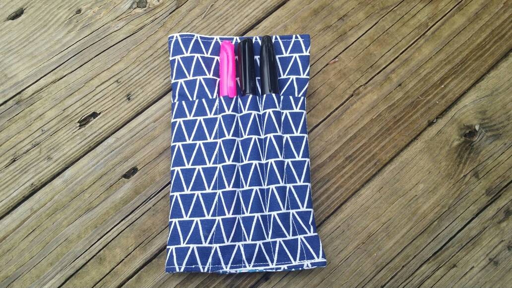 Blue and White Fabric Travel Notebook Cover by NoHarmInFarmin