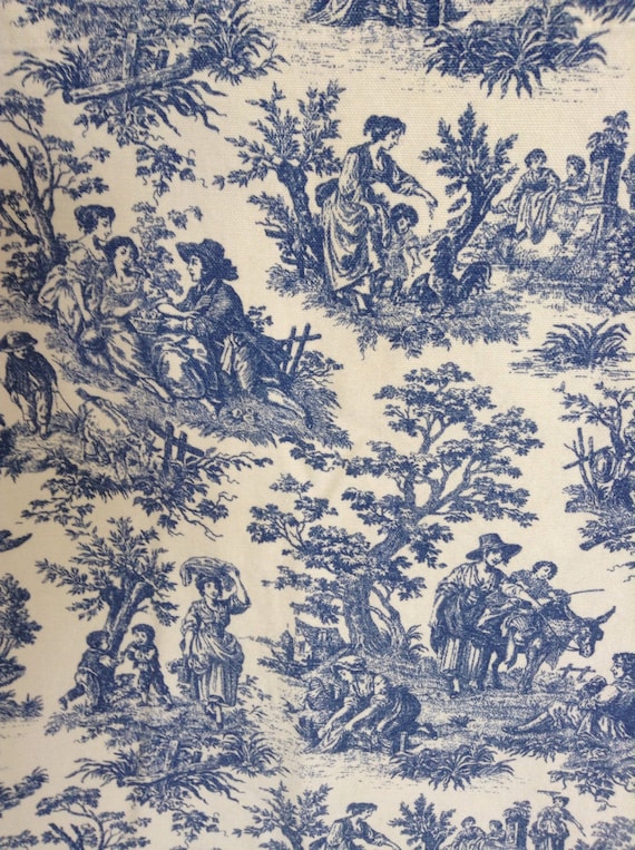 Vintage WAVERLY FRENCH Country Provincial Blue TOILE Valances