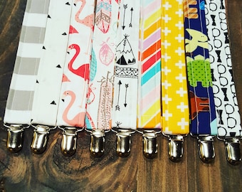 Pacifier clip, paci clip, binky clip -various patterns