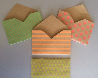 Neon Kraft Paper Gift Card Envelopes