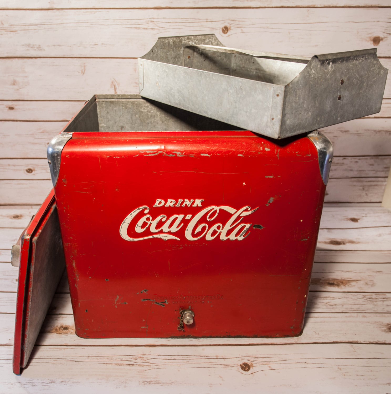 SALE Vintage Coca Cola Cooler Ice Chest Red White Metal