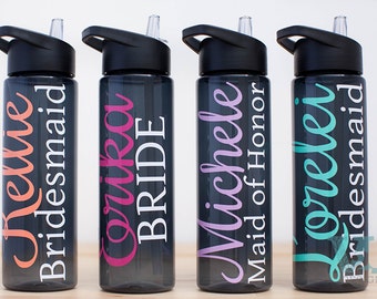 Bridesmaid water bottles - Custom Water Bottles - Maid of Honor bottle - Customized Bottles with Name - Wedding Bottles - Bridesmaid Gifts
