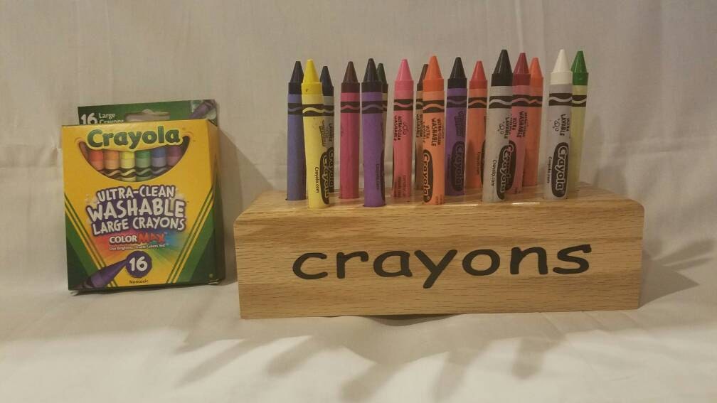 Crayon storage organizer Solid Oak Holds 16 by sawdustandpixels