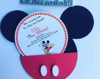 Mickey Mouse Invitation- Mickey Mouse Birthday Invitation- Mickey Mouse Head Invitation