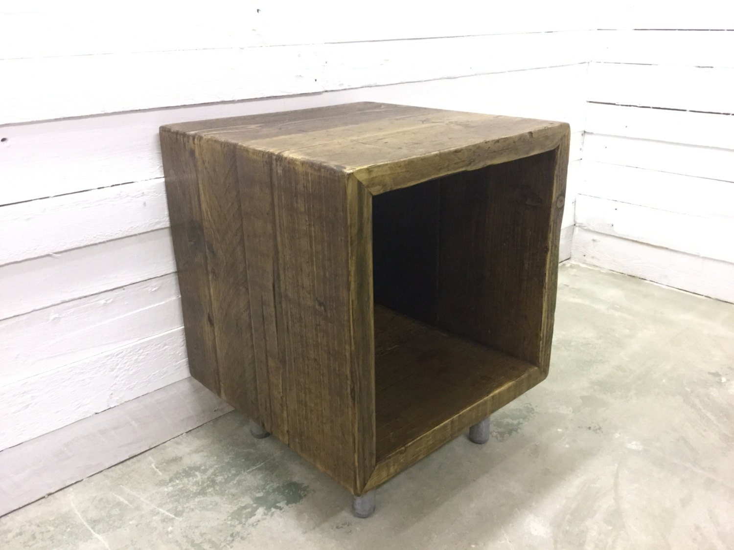 Reclaimed Wood Record Storage Cube by OxRusticFurniture on Etsy